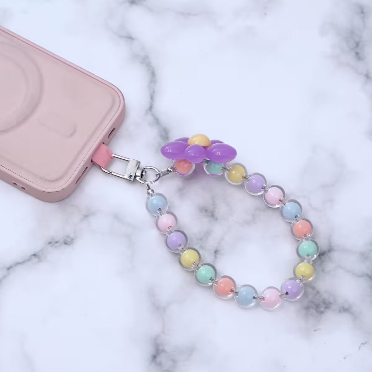 果凍小花朵&times;手機手提吊飾掛繩&times;彩色紫花-第3張