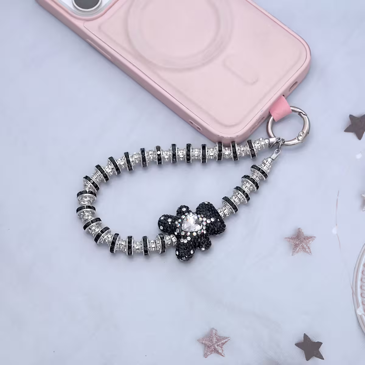 輕奢小熊晶鑽&times;手機腕帶掛繩&times;黑色-第3張