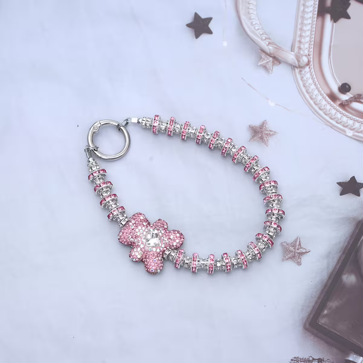 輕奢小熊晶鑽&times;手機腕帶掛繩&times;粉紅-第2張