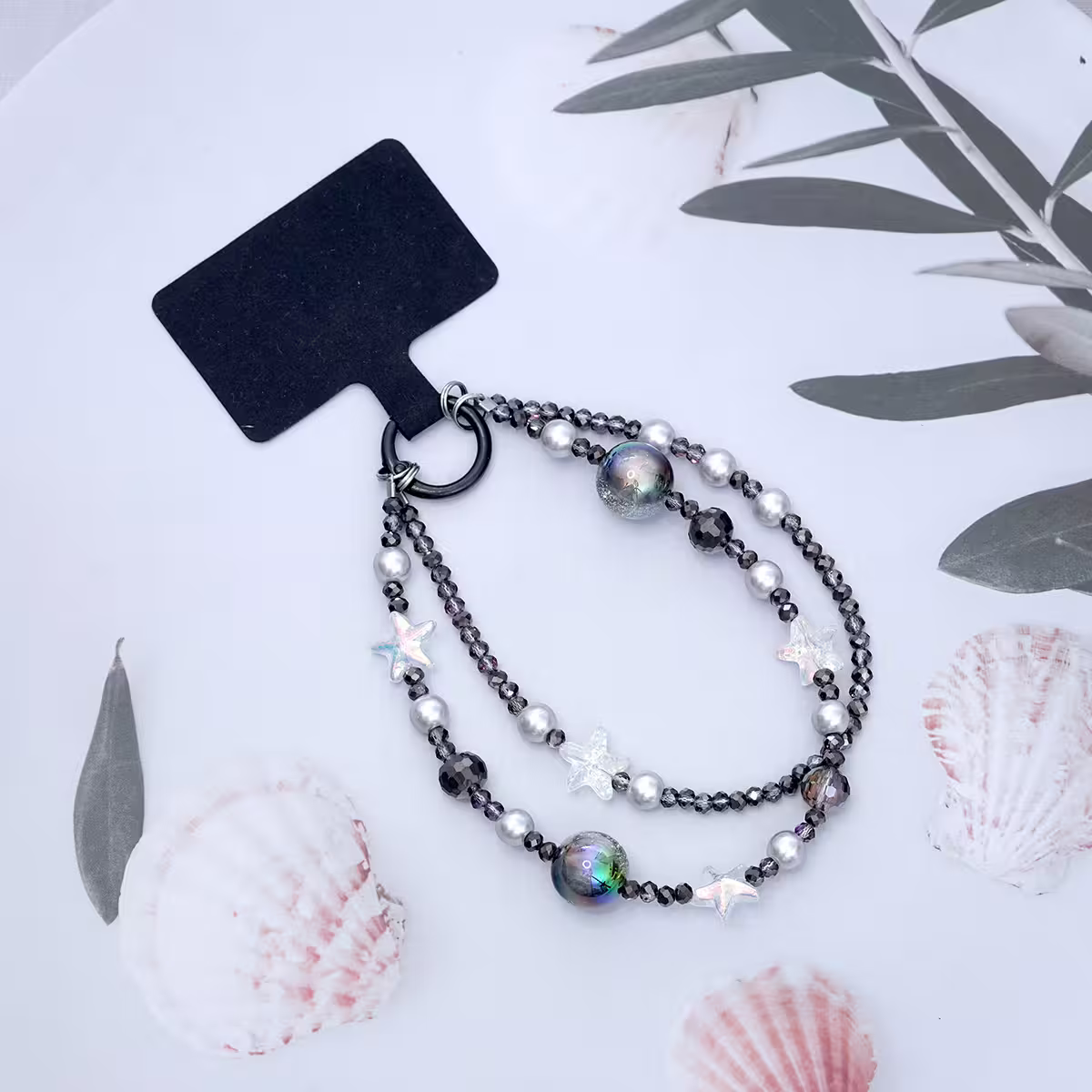雙層魔幻海星明珠&times;手機腕帶掛繩&times;黑色-第1張