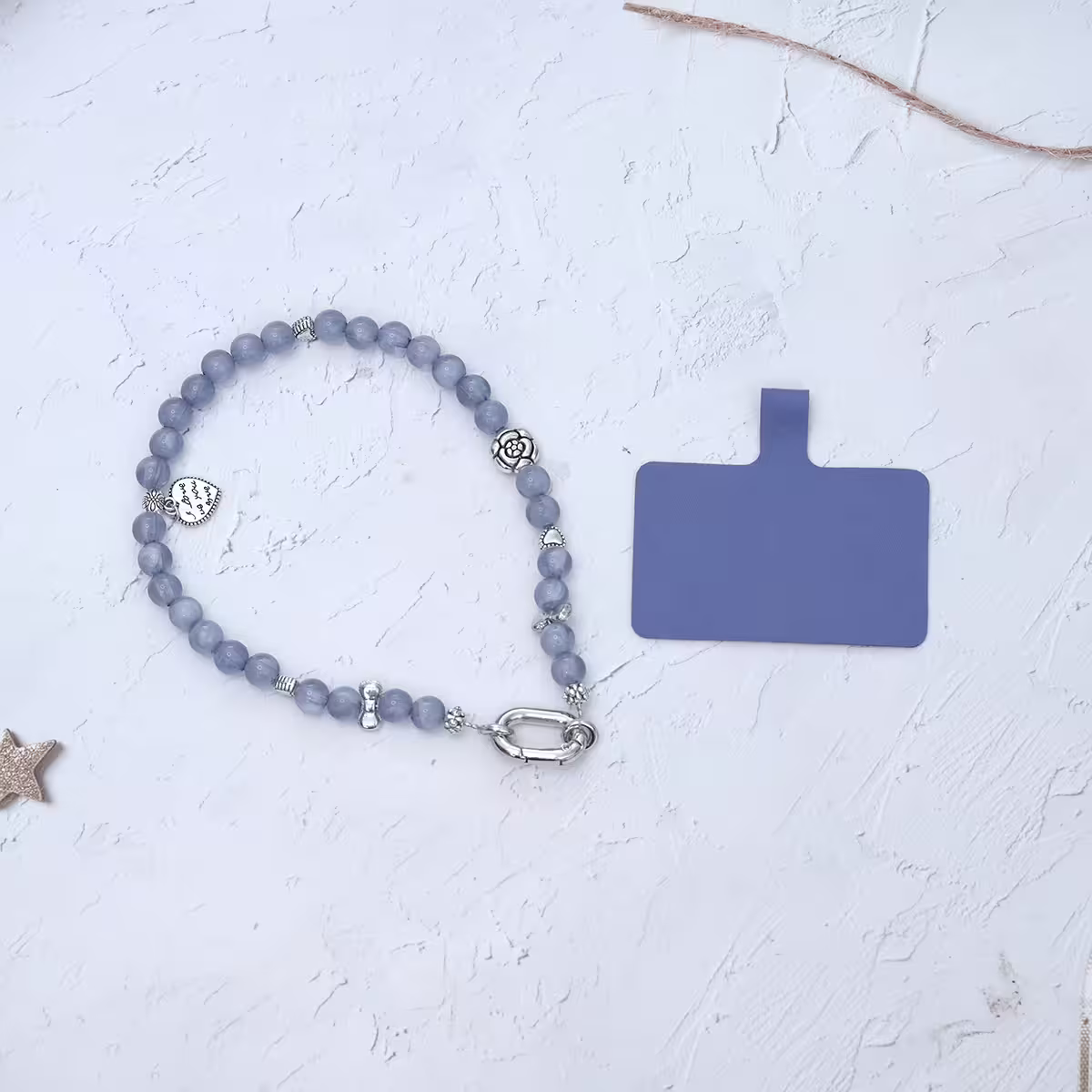 海藍琉璃玫瑰愛心&times;手機腕帶掛繩-第3張