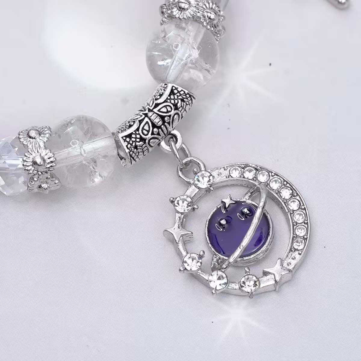 冰透紫星球&times;固定式串珠手鍊-第3張