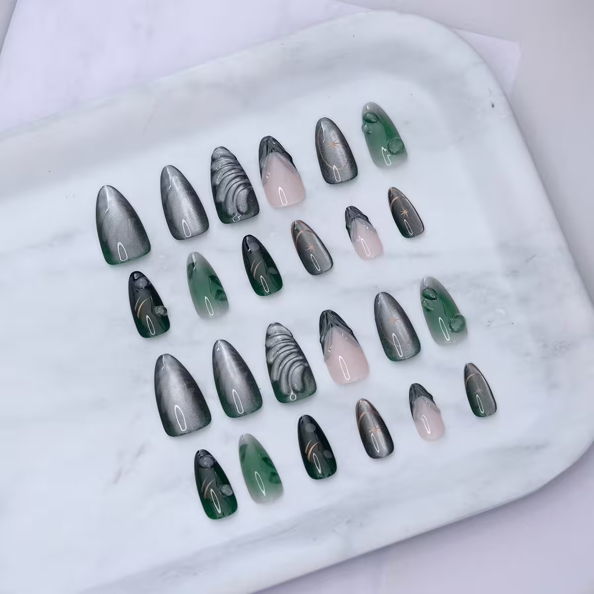 翡翠綠境之森亮面×穿戴式手指甲片×二十四入-第2張