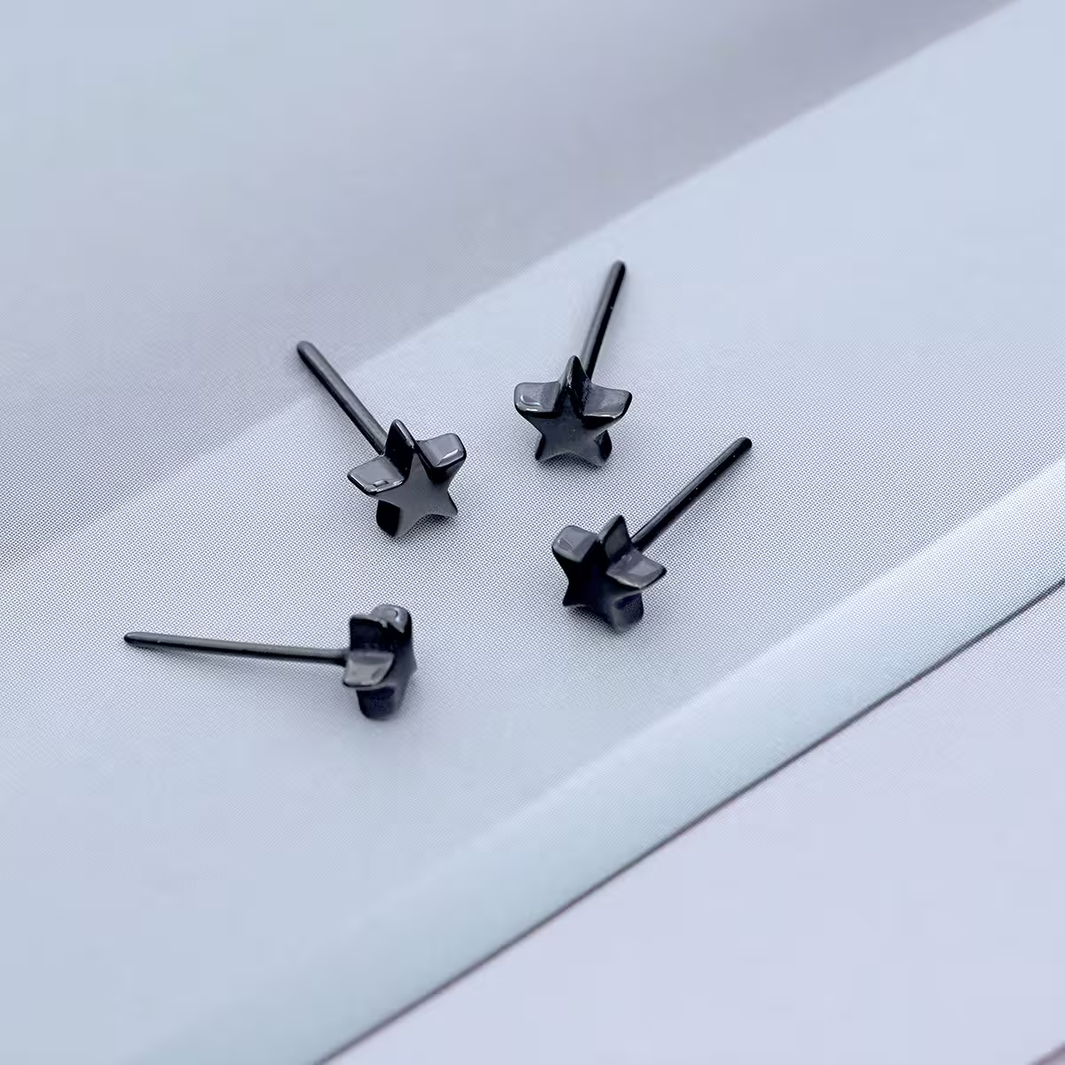 小星星&times;陶瓷&times;養耳棒&times;二套件耳環組&times;黑色-第1張