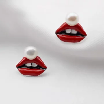 925銀針×普普風紅唇珍珠×耳針.avif