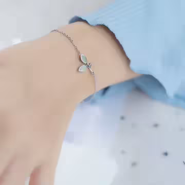 925銀飾×綠芽貓眼石×手鍊