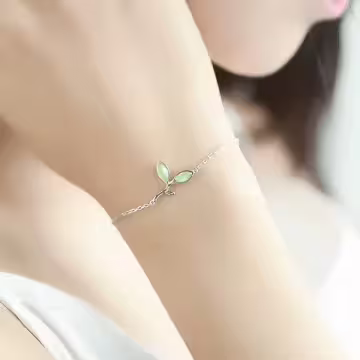 925銀飾×綠芽貓眼石×手鍊