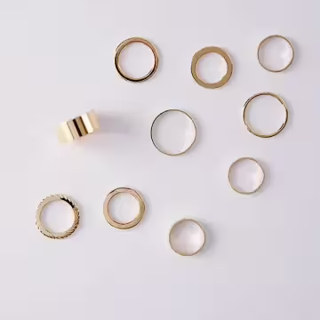 寬環細環×十套件戒指組×金色
