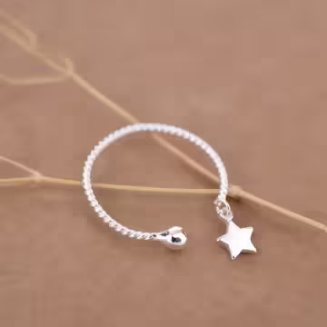 925銀飾×星墜麻花×開口戒指