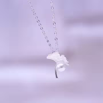 925銀飾×銀杏葉珍珠×鎖骨項鍊