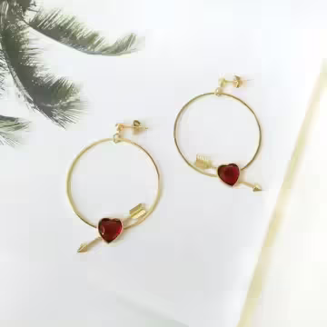 命中紅心&times;吊墜耳環