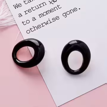 鏤空橢圓水滴×吊墜耳飾×靚黑