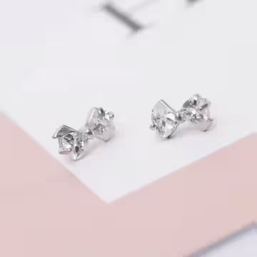 925銀針×晶鑽蝴蝶領結×耳針