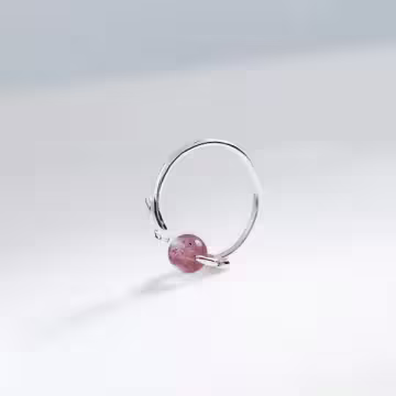 925銀飾×莓晶小貓咪×開口戒指