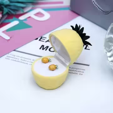 鳳梨旺旺×適用戒指/小耳釘×絨布盒