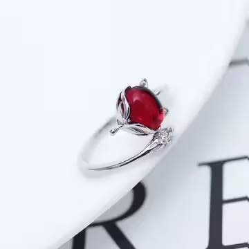 925銀飾×紅寶石狐狸×開口戒指