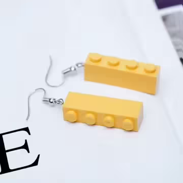 彩色積木×吊墜耳勾×鮮黃