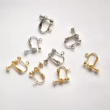 波頭活動小圓孔×螺旋耳夾二套件×金色