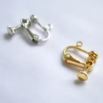 波頭活動小圓孔×螺旋耳夾二套件×金色