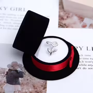 紳士禮帽×適用戒指/小耳釘×絨布盒