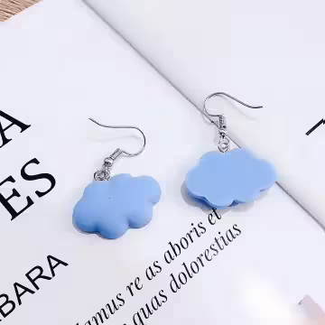 雲朵飄飄×吊墜耳勾×天空藍