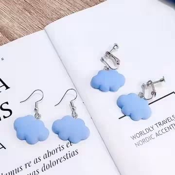 雲朵飄飄×吊墜耳勾×天空藍