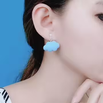 雲朵飄飄×吊墜耳勾×天空藍