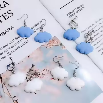 雲朵飄飄×螺旋耳夾×天空藍