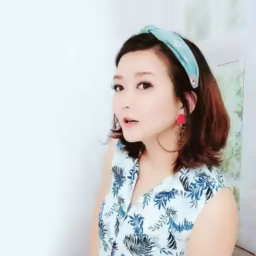 簡約水藍花朵×扭結髮箍