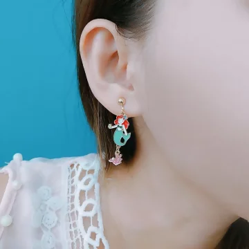 童話美人魚與珊瑚礁×不對稱吊墜耳環.avif