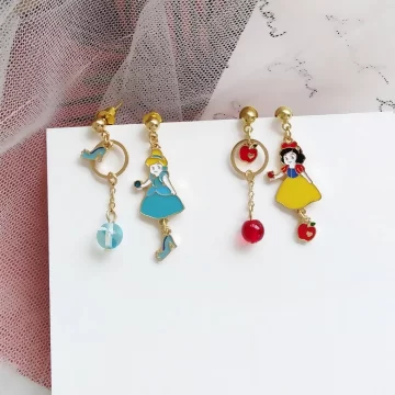 童話灰姑娘與玻璃鞋×不對稱吊墜耳環.avif