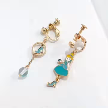 童話灰姑娘與玻璃鞋×不對稱螺旋耳夾