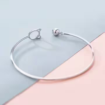 925銀飾×貓咪鈴鐺×開口手環