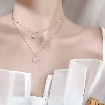 925銀飾×披星戴月×雙層鎖骨項鍊