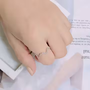 925銀飾×曲線麻花結×開口戒指