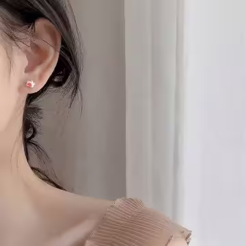 925銀針×貓咪粉紅肉球×耳針