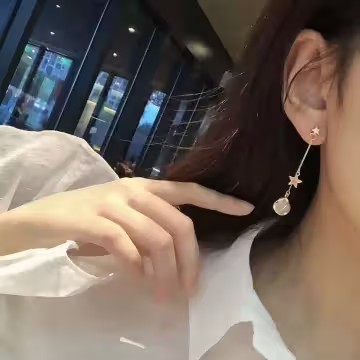 星星琉璃貓眼石×不對稱吊墜耳環