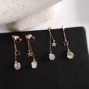 星星琉璃貓眼石×不對稱三角耳夾