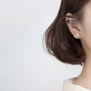 925銀針×三角幾何拼色×耳針