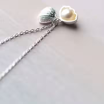 925銀飾×貝殼裡的珍珠×鎖骨項鍊