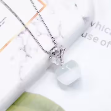 925銀飾×清透蘋果貓眼石×鎖骨項鍊