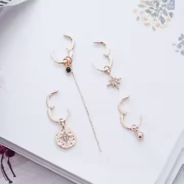 光芒幾何垂直線×單邊四套件耳扣組