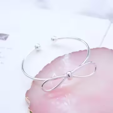 925銀飾×線條蝴蝶結×開口手環