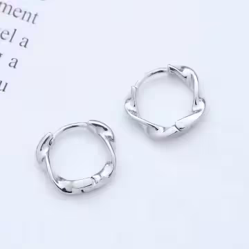 925銀針×波浪扭結×耳扣