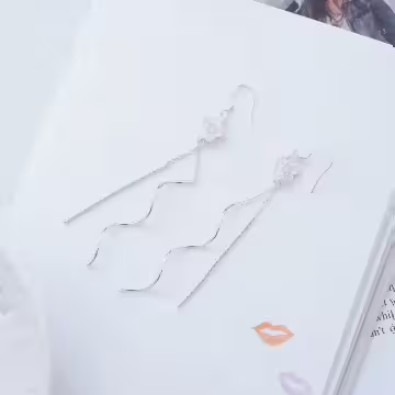 925銀針×櫻花波浪麻花直桿×流蘇耳勾