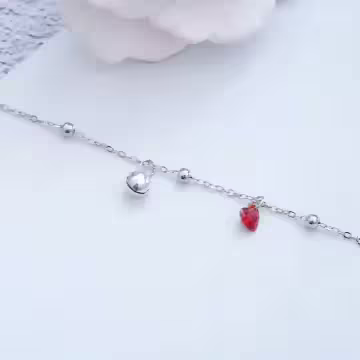 925銀飾&times;甜美紅心鈴鐺&times;手鍊