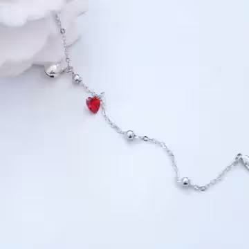 925銀飾&times;甜美紅心鈴鐺&times;手鍊