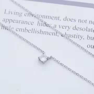 925銀飾×四爪單鑽×鎖骨項鍊