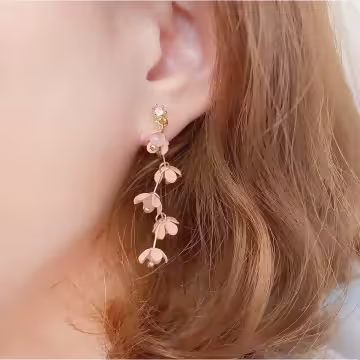 迷人的粉紅碎花×三角耳夾