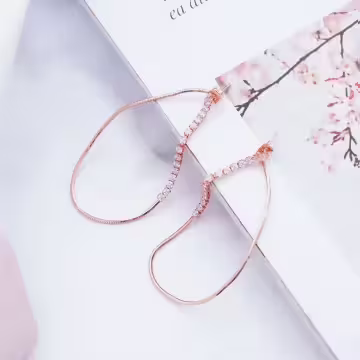 直線流蘇鑲鑽×後掛式吊墜耳環